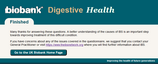 Preview of Online digestive health screenshot of completion message