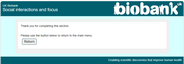 Preview of Online Social Interactions and Focus questionnaire screenshot of end of module
